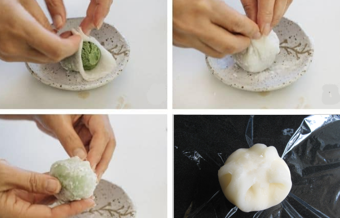 Filling the ice cream in Mochi dough.png